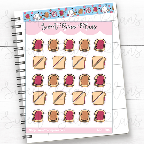 Peanut Butter Jelly Sandwiches Vinyl Planner Stickers | Ddl 306