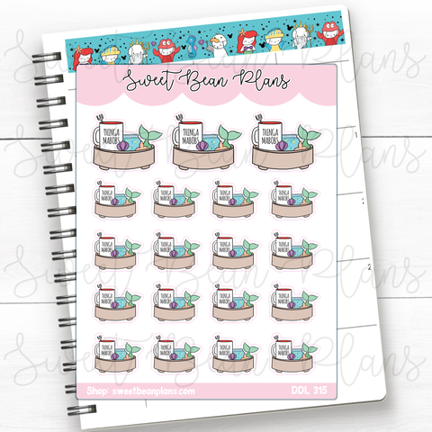Mermaid Coffee Tray Vinyl Planner Stickers | Ddl 315