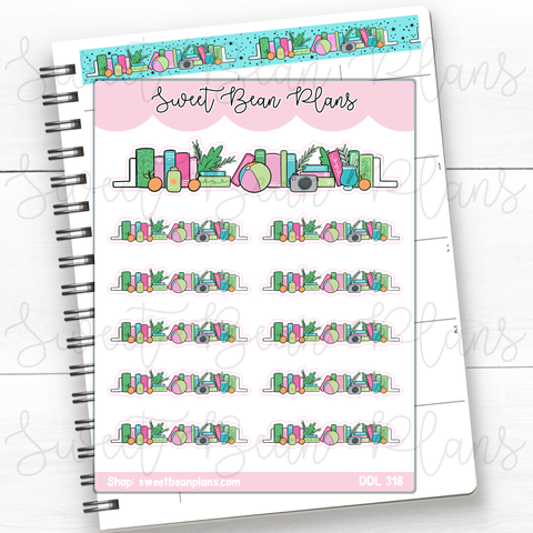 Summer Bookshelf Vinyl Planner Stickers | Ddl 318