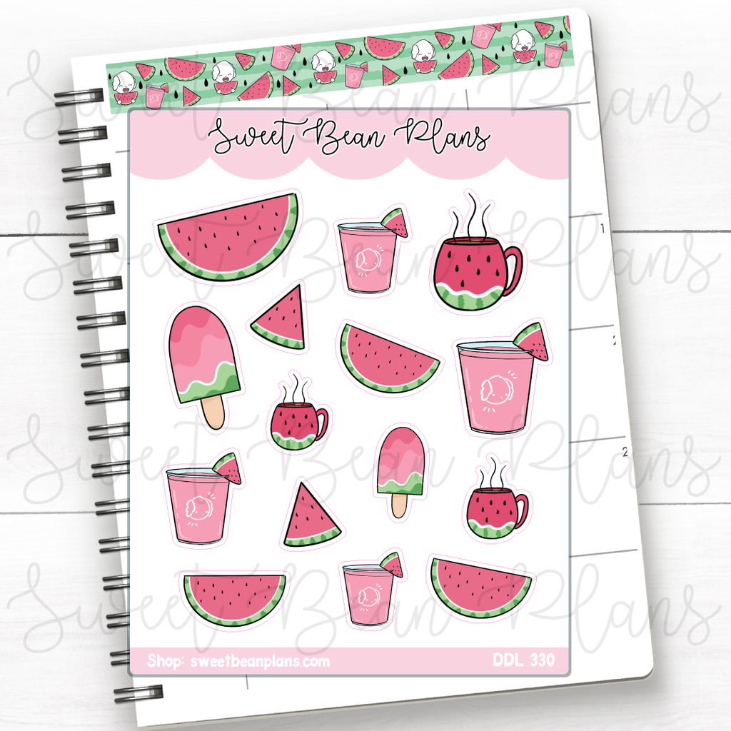 Watermelon Doodles Vinyl Planner Stickers | Ddl 330