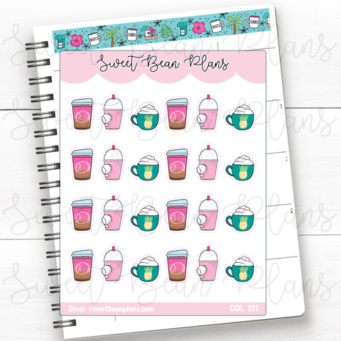 Tropical Drinks Vinyl Planner Stickers | Ddl 331