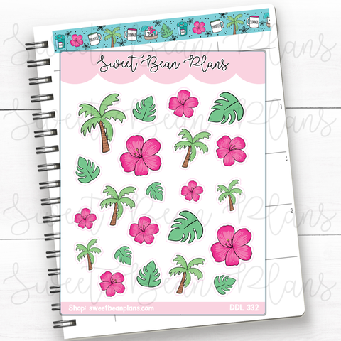 Tropical Doodles Vinyl Planner Stickers | Ddl 332