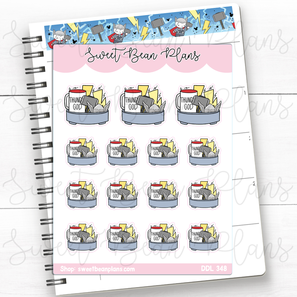 Thunder Coffee Tray Vinyl Planner Stickers | Ddl 348