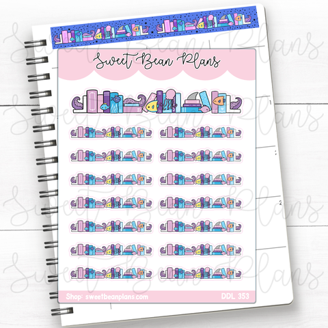 Ocean Bookshelf Vinyl Planner Stickers | Ddl 353