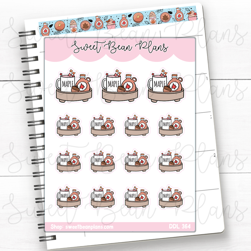 Maple Coffee Tray Vinyl Planner Stickers | Ddl 364