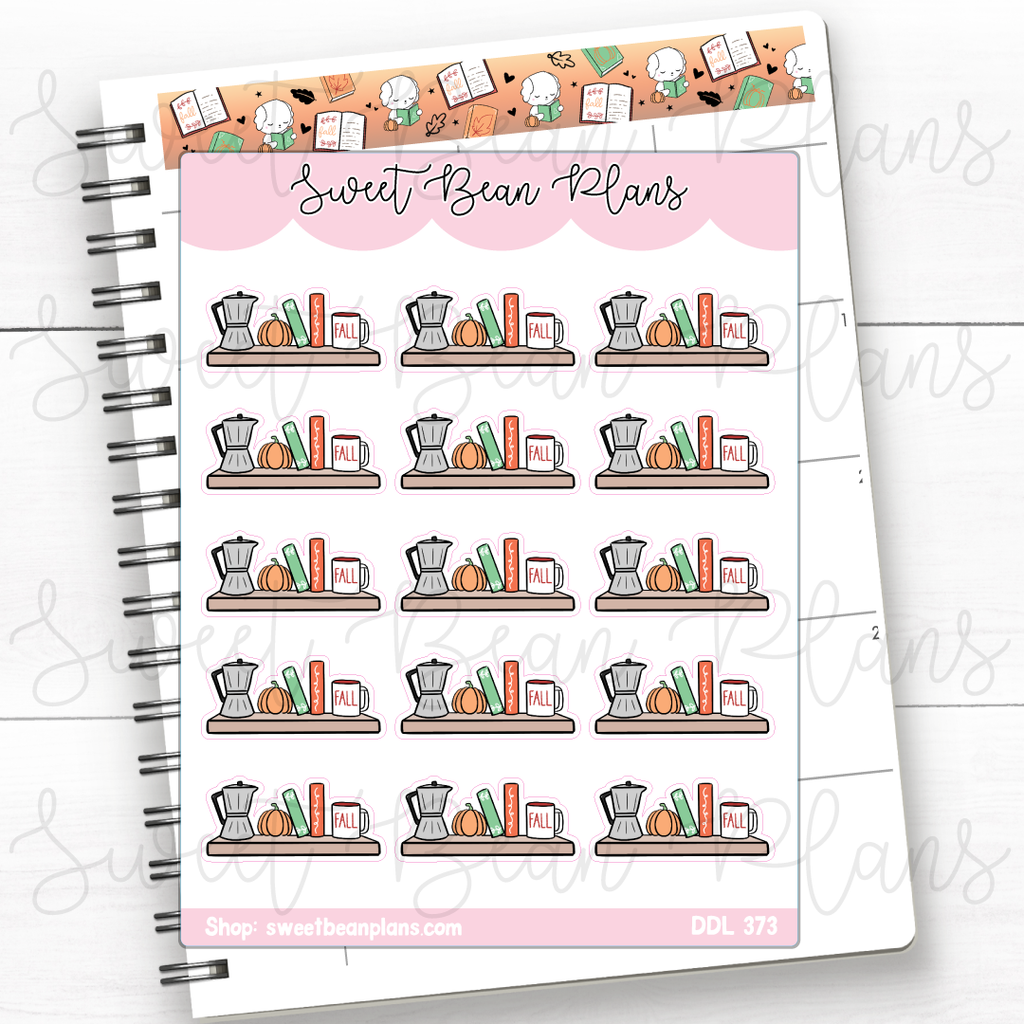 Fall Coffee Shelf Vinyl Planner Stickers | Ddl 373