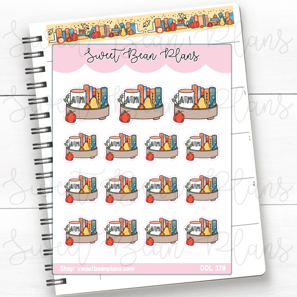 Autumn Reads Coffee Tray Vinyl Planner Stickers | Ddl 379