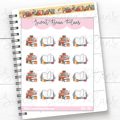 Autumn Book Stacks Vinyl Planner Stickers | Ddl 381
