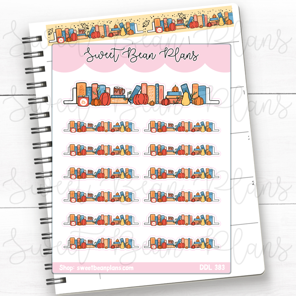 Autumn Bookshelf Vinyl Planner Stickers | Ddl 383