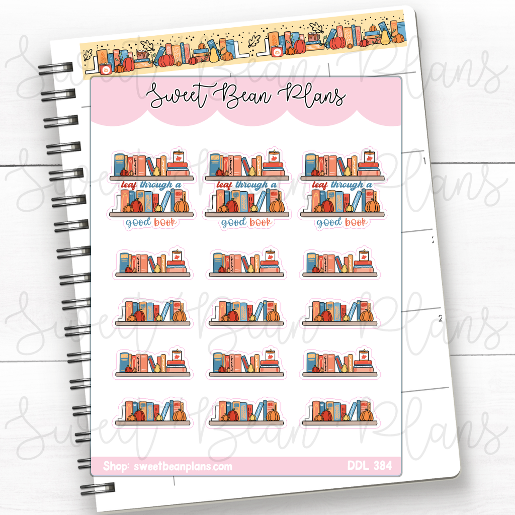 Leaf Through Books Doodle Vinyl Planner Stickers | Ddl 384