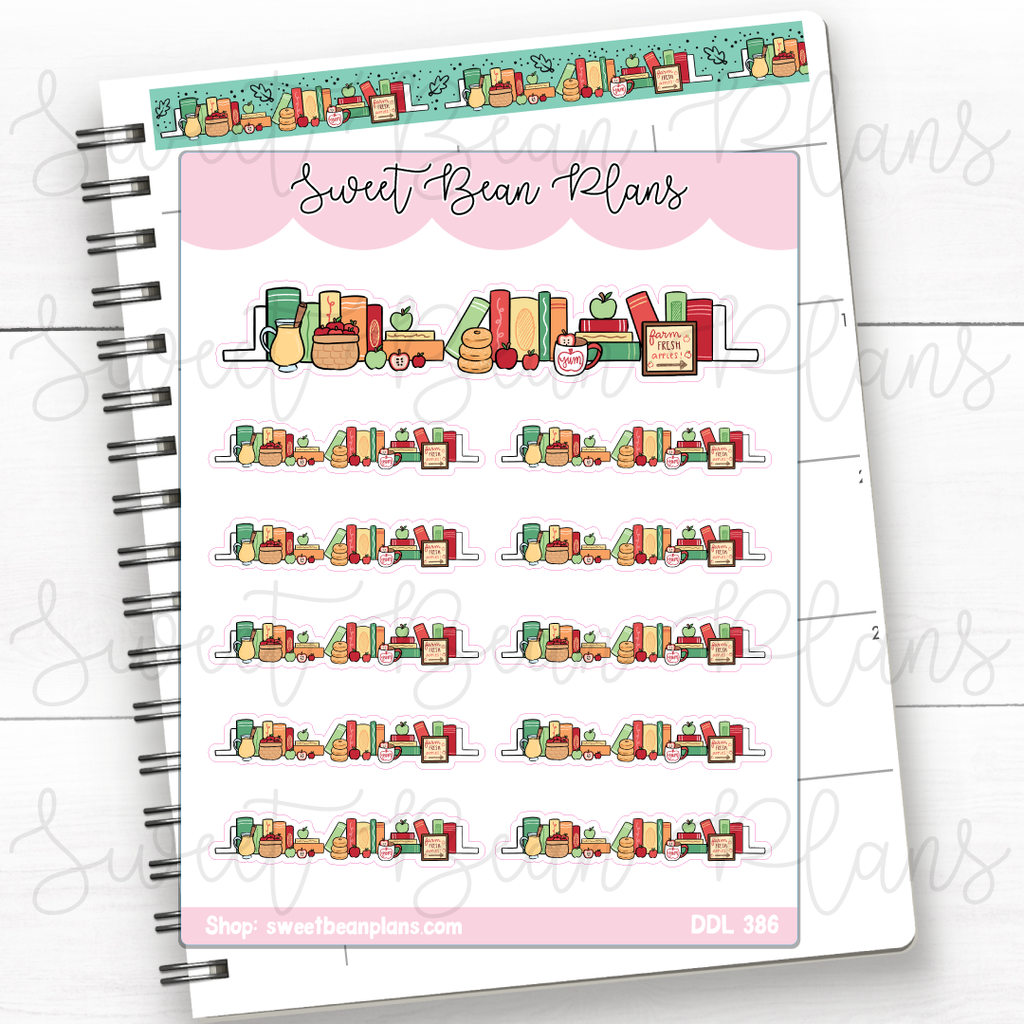 Apple Bookshelf Vinyl Planner Stickers | Ddl 386