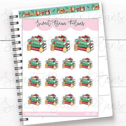 Apple Book Stack Vinyl Planner Stickers | Ddl 387