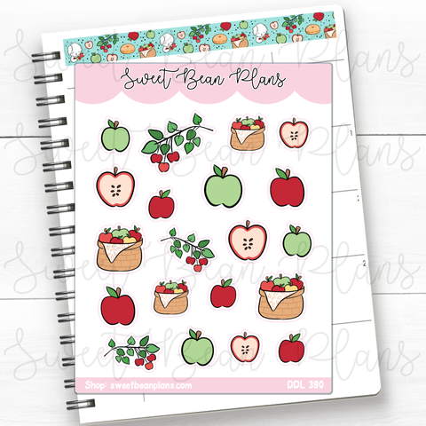 Apple Picking Doodles Vinyl Planner Stickers | Ddl 390