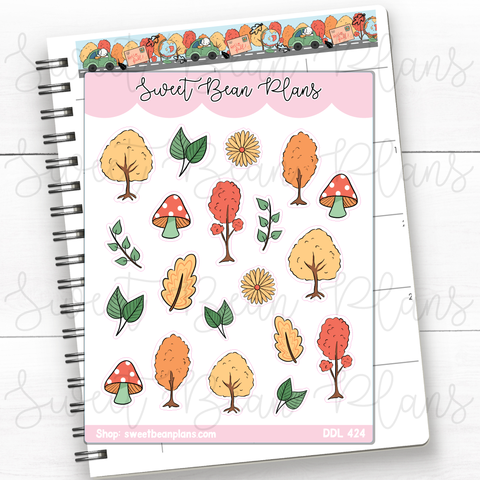 Fall Foliage Doodles Vinyl Planner Stickers | Ddl 424