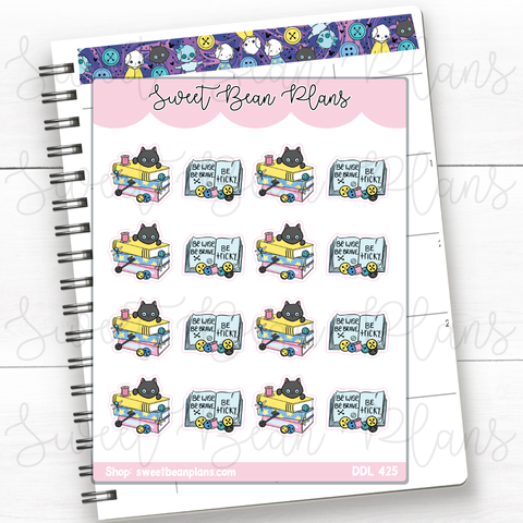 Button Book Stack Vinyl Planner Stickers | Ddl 425