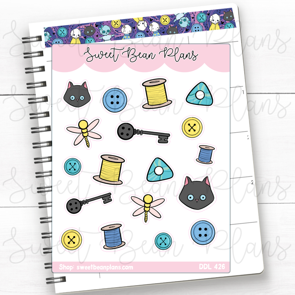 Button Doodles Vinyl Planner Stickers | Ddl 426