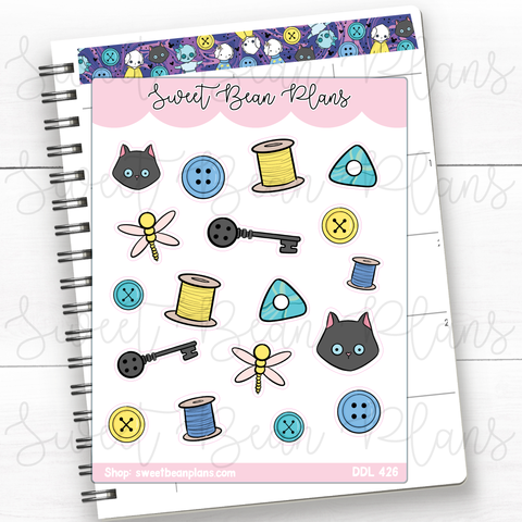 Button Doodles Vinyl Planner Stickers | Ddl 426