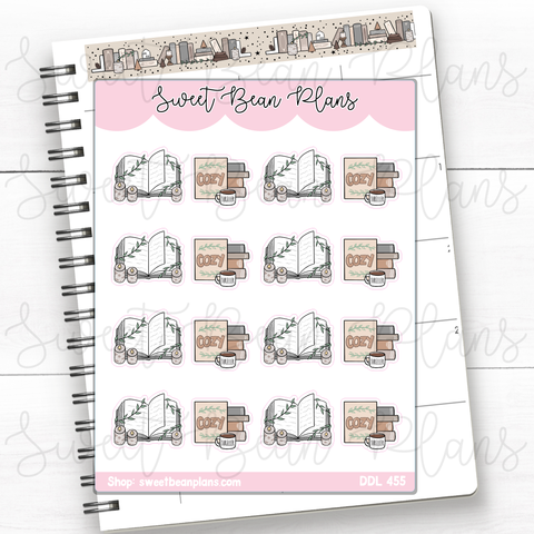Cozy Winter Books Vinyl Planner Stickers | Ddl 455