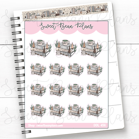 Neutral Book Stack Vinyl Planner Stickers | Ddl 456