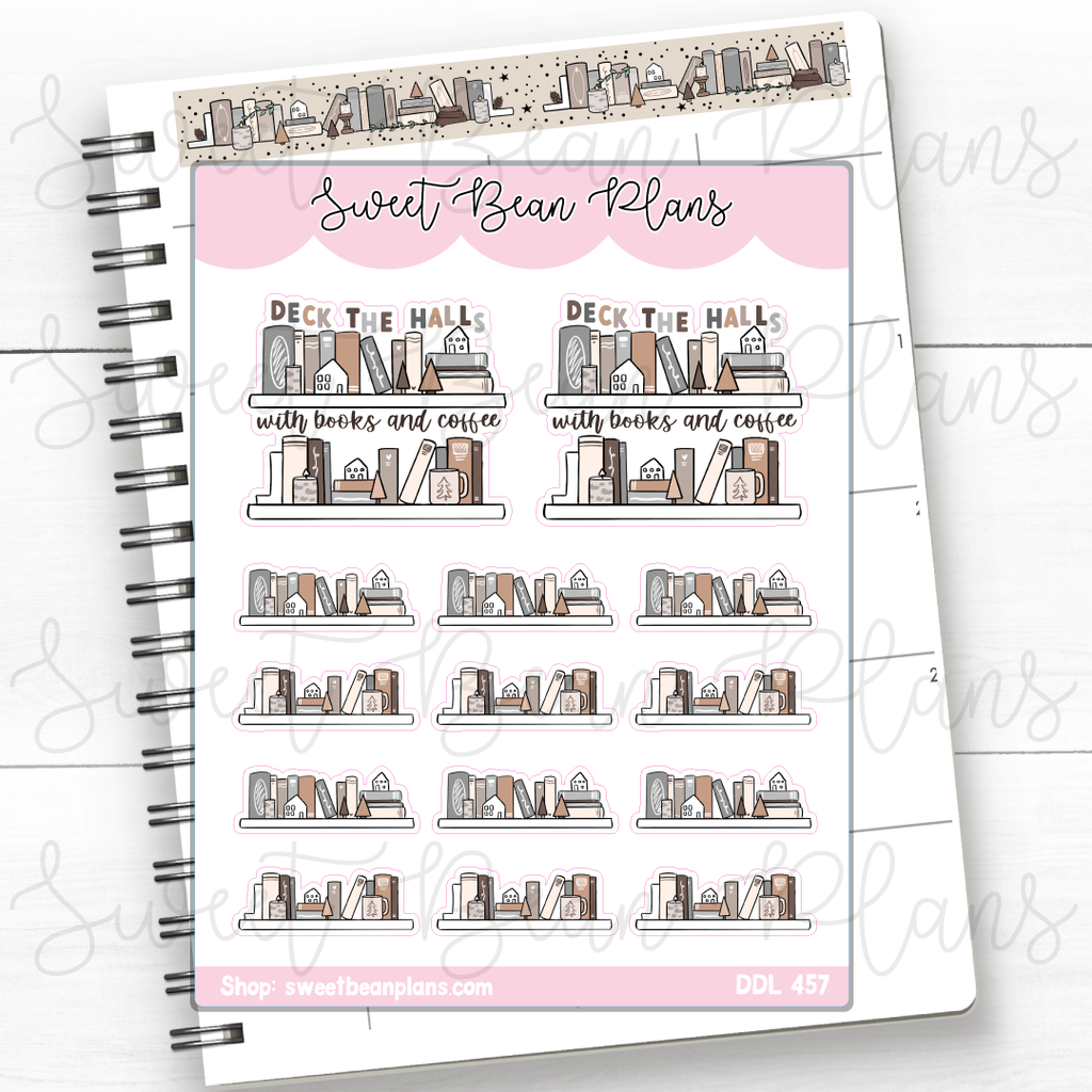 Bookish Deck the Halls Vinyl Planner Stickers | Ddl 457