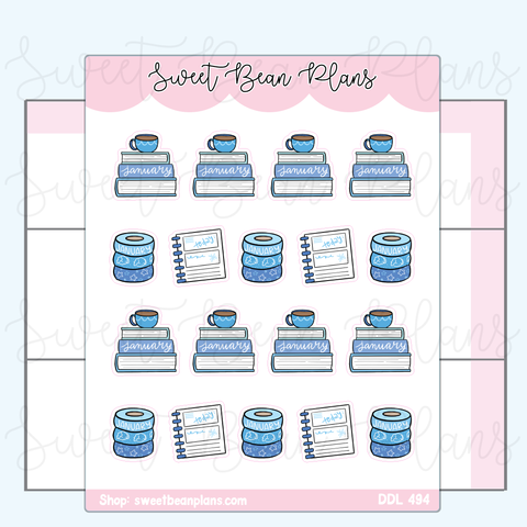 January Doodles Vinyl Planner Stickers (2023) | Ddl 494