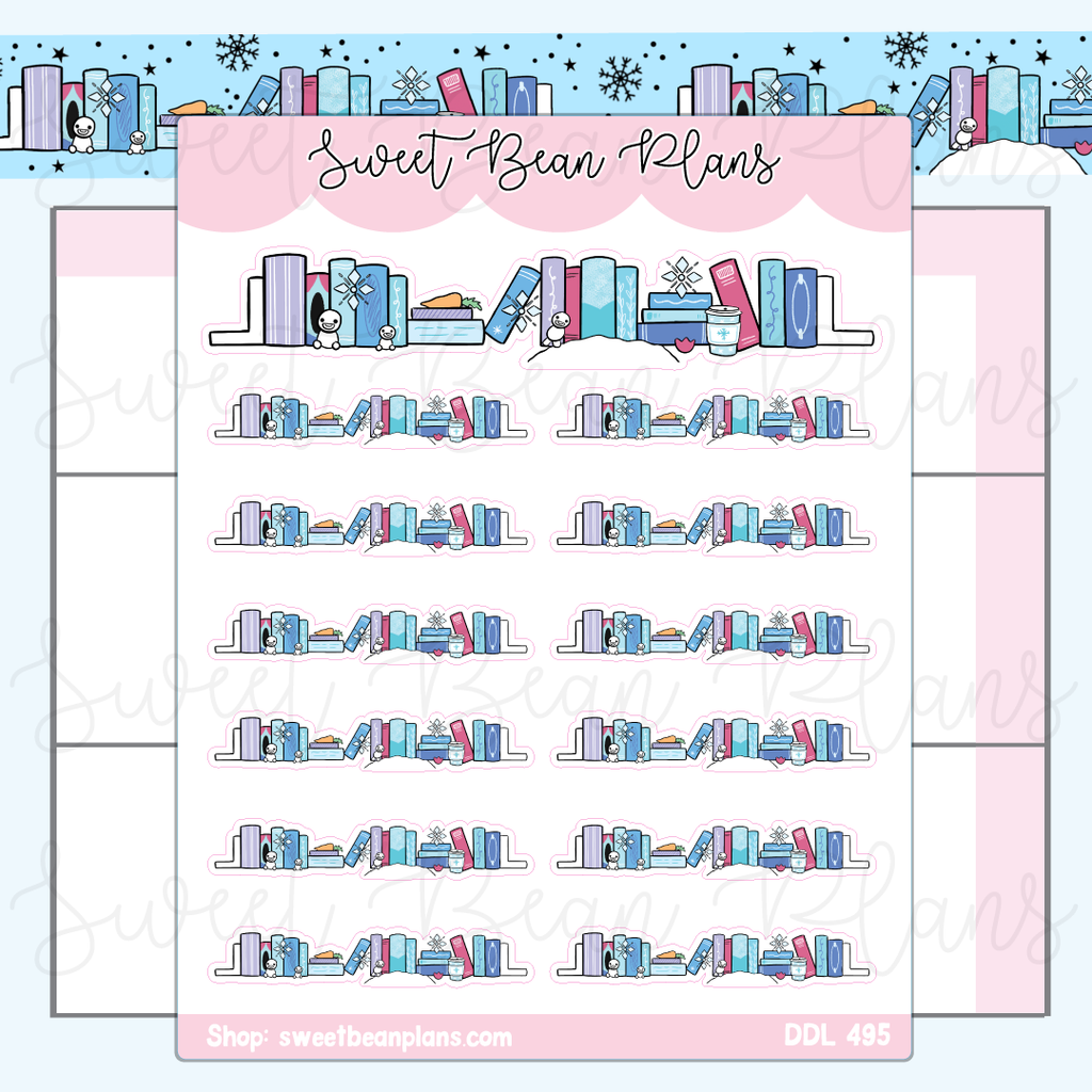 Icy Bookshelf Vinyl Planner Stickers | Ddl 495