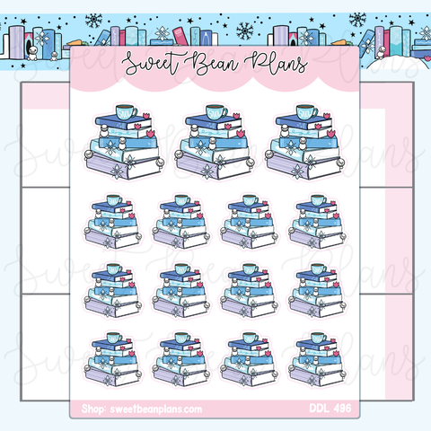 Icy Book Stack Vinyl Planner Stickers | Ddl 496