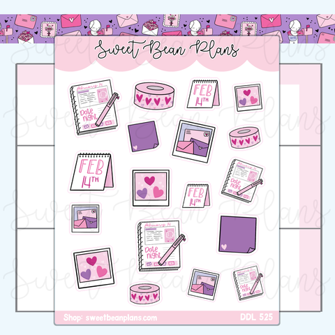 Valentine's Day Planner Vinyl Planner Stickers | Ddl 525
