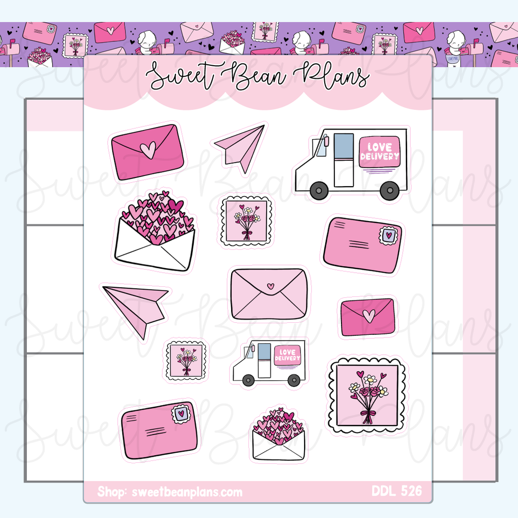 Love Mail Doodles Vinyl Planner Stickers | Ddl 526