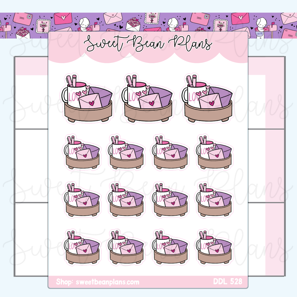Valentine's Coffee Tray Vinyl Planner Stickers | Ddl 528