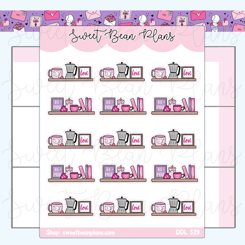 Valentine's Shelves Vinyl Planner Stickers | Ddl 529