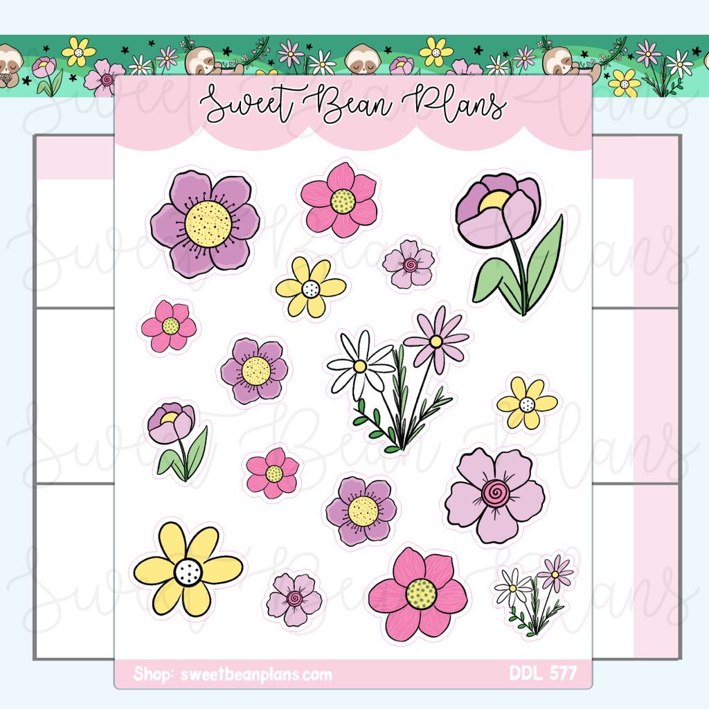 Spring Florals Vinyl Planner Stickers | Ddl 577