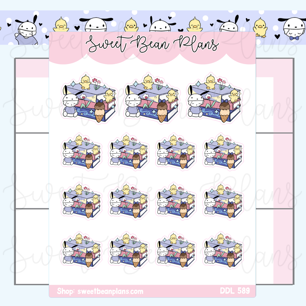 Bean-chacco Book Stack Doodles Vinyl Planner Stickers | Ddl 589