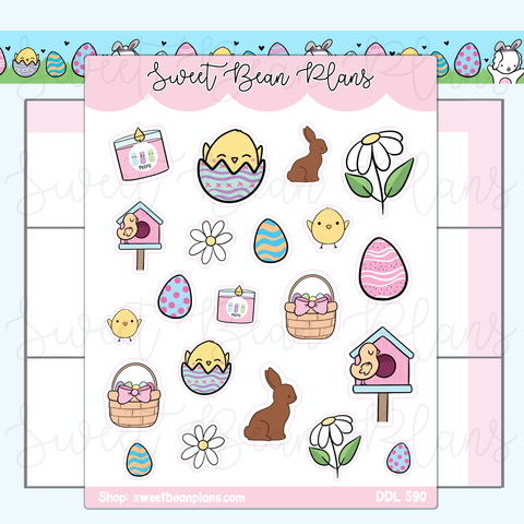 Easter Doodles Vinyl Planner Stickers | Ddl 590
