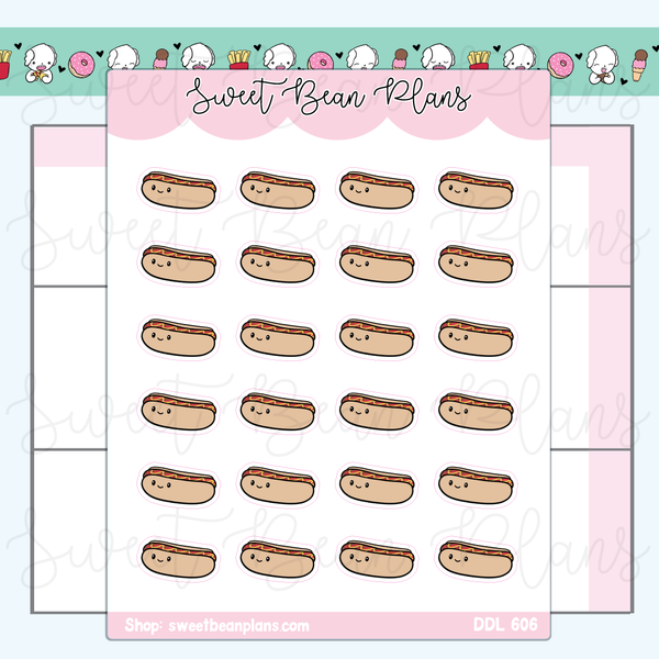 Hot Dog Vinyl Planner Stickers | Ddl 606 – Sweet Bean Plans