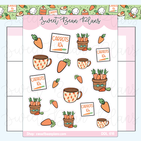 Carrot Doodles Vinyl Planner Stickers | Ddl 616