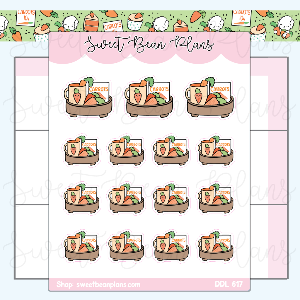 Carrot Coffee Tray Vinyl Planner Stickers | Ddl 617