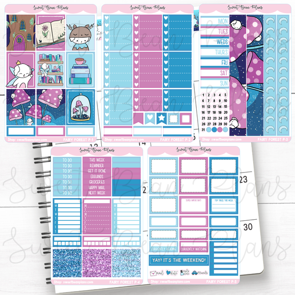 Fairy Forest Beans Weekly Kit Vinyl Planner Stickers