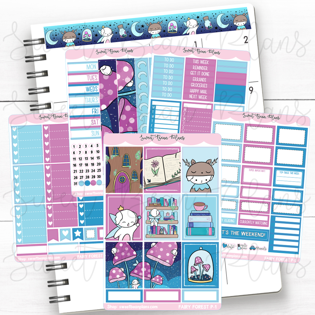 Fairy Forest Beans Weekly Kit Vinyl Planner Stickers