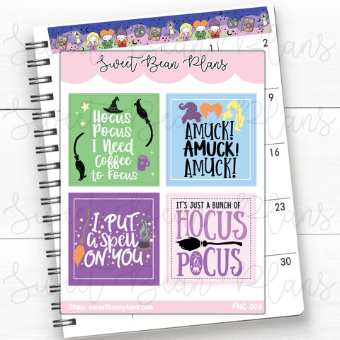 Hocus Witch Full Boxes Vinyl Planner Stickers | Fnc 009