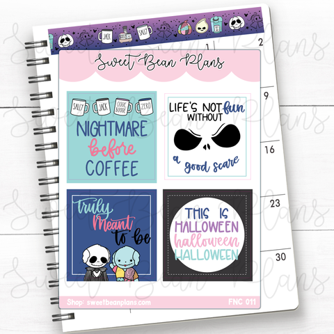 Nightmare Before Coffee Full Boxes Vinyl Planner Stickers | Fnc 011