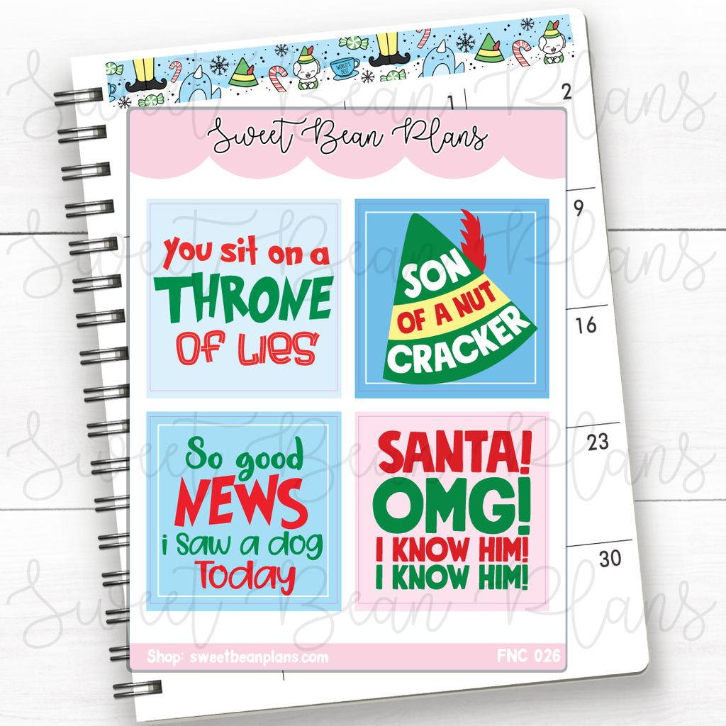 Christmas Buddy Full Box Quotes Vinyl Planner Stickers | Fnc 026
