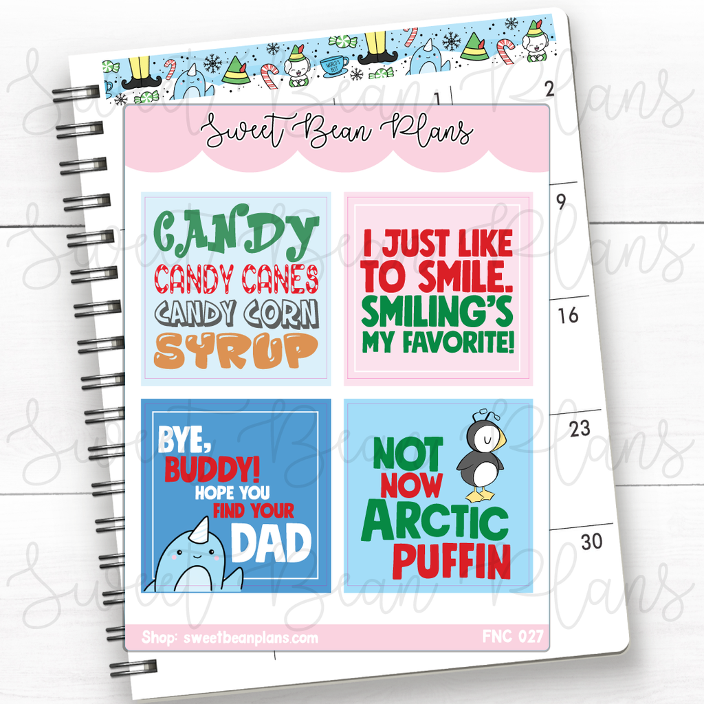 Christmas Buddy 2.0 Full Box Quotes Vinyl Planner Stickers | Fnc 027