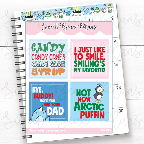 Christmas Buddy 2.0 Full Box Quotes Vinyl Planner Stickers | Fnc 027