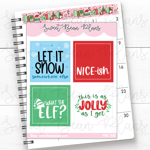 Christmas Grump Full Box Quotes Vinyl Planner Stickers | Fnc 030