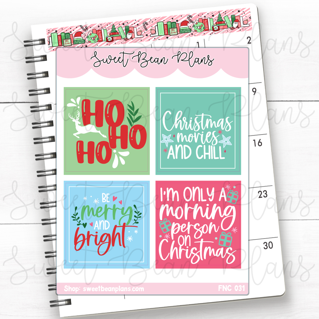 Christmas Full Box Quotes Vinyl Planner Stickers | Fnc 031