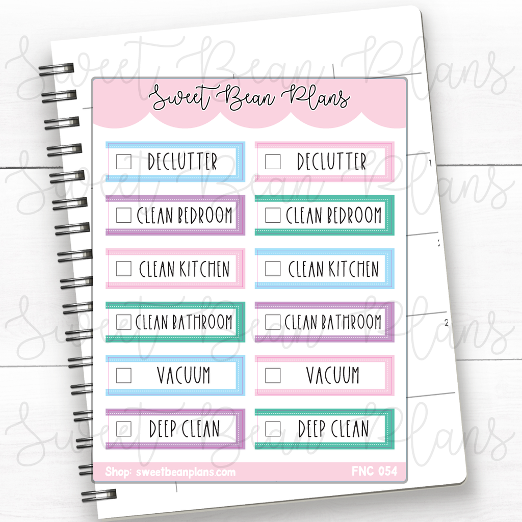 House Cleaning Functional Vinyl Planner Stickers | Fnc 054