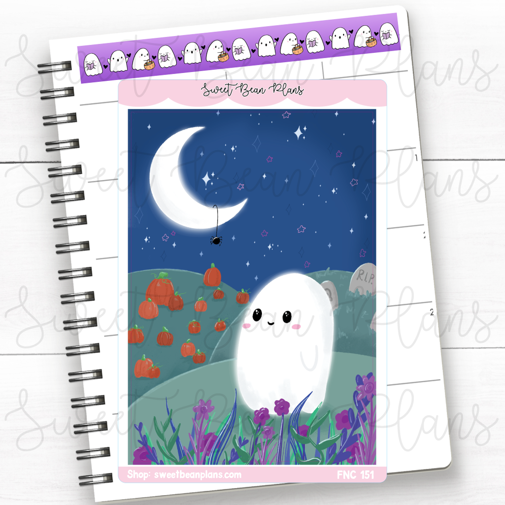 Cute Ghost Large Vinyl Planner Sticker | Fnc 151
