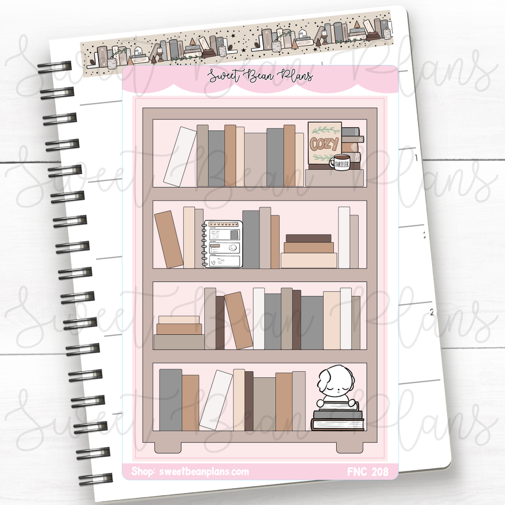 Neutral Winter Bookshelf Large Vinyl Planner Sticker | Fnc 208