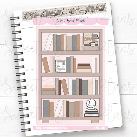 Neutral Winter Bookshelf Large Vinyl Planner Sticker | Fnc 208